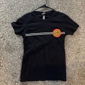 Santa Cruz T-Shirt Youth (M) Medium Round Logo Skate Skater Short Sleeve Black